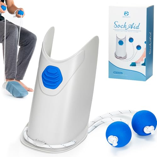 The Sockster Outil d'aide à l'arrachement de chaussettes pour personnes handicapées, personnes âgées, enceintes et blessures sportives – Outil d'aide à l'habillage avec poignées rondes ergonomiques