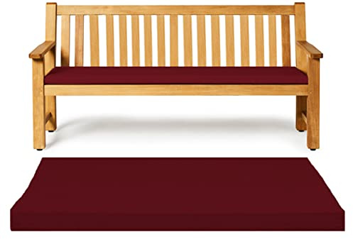 Dazzle Collection Waterproof seat pads for garden chairs Indoor & Outdoor Garden Sofa Foam Seat Pad patio bench Cushions Pad (2 Seater Bench Pad 108cm x 45cm x 5cm, Burgundy)