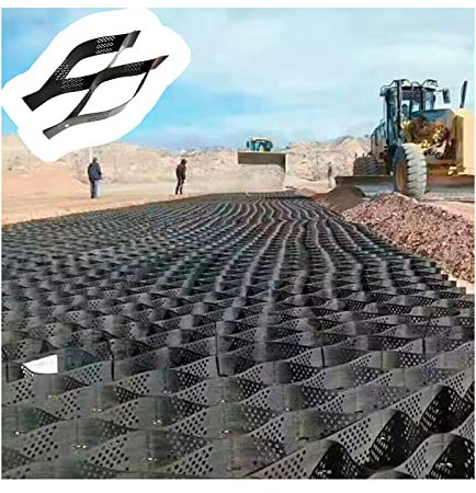 QWEASDF HDPE-Geo-Gitter, Waben-Geocell, Geo-Raster für Stützmauern, Kies-Stabilisator-Gitter, Skalierbares Geo Grid, für Steile Auffahrt, Straßenreparatur, Schlammlawine,5 * 10m(16.4 * 32.81ft)