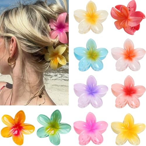 10 Pièces Pinces à Cheveux Fleur, Grandes Pince Cheveux Fleur Antidérapantes pour Cheveux Épais et Fins, Accessoire Cheveux pour Filles et Femmes, 10 Couleurs