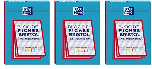 OXFORD 3 Blöcke mit 30 Karteikarten, 105 x 148, ungelocht, Q5/5, rot