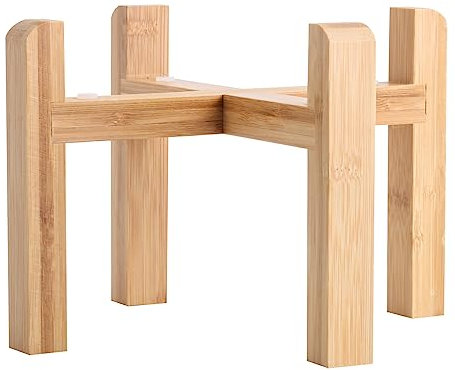 Addogyy Elevated/Raised Dog Bowl Wood Stand for Medium Large Breed,7.67 in Wide Dog Food Water Dish Holder, Non Slip Modern Cute Porcelain Pet Bowl Stand Height 6.29 Tall Wide Month