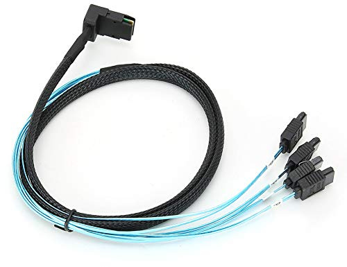 Bewinner Câble Mini SAS 36PIN, Matériel SFF-8087 90 Degrés à Prise en du Disque Dur Interne 4SATA ​​3Gbps X 4Lane 4 Canaux 12Gbps pour Ordinateur/Disque Dur/commutateur 1M