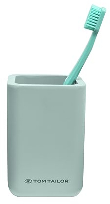 TOM TAILOR Zahnputzbecher, hochwertiger Becher für Zahnbürste und Zahnpasta, Zahnbürstenhalter aus langlebigem Kunststoff, stilvolle Deko fürs Badezimmer, Sage