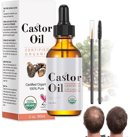 Rizinusöl, 100% Reines Natürliches Jamaikanisches Schwarzes Rizinusöl, Bio-Rizinusöl Stimuliert Haarwachstum und Haaröl Gegen Haarausfall, für Körper 60ML (2 Stücke Rizinusöl Kaltgepresst)