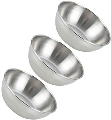HOMSFOU 3 Pièces Ramequin En Inox Tasses à Condiments Plats à La Sauce Soja Plat De Sushi Mini Assiettes Tremper Sauce Soja Coréenne Bols D'assaisonnement En Métal Miniature Cornichons