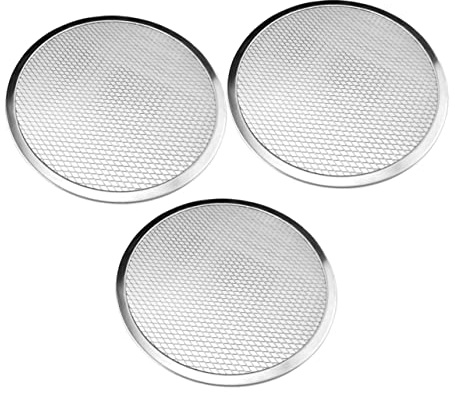 Mipcase 3pcs Round Aluminum Pizza Baking Pan Set Thick Heat-Resistant and Scratch-Resistant Pizza Screen Tray for Baking Bread