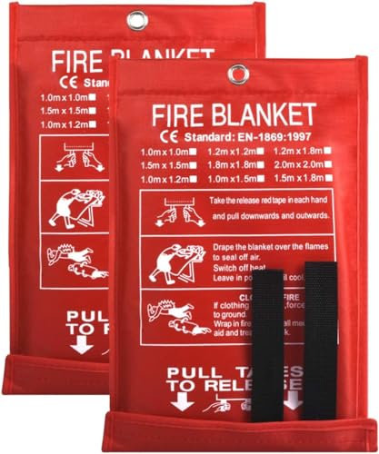 ougist Fire Blanket Large-2Pack-Fiberglass Reusable Fire Blankets Suppression for Home and Kitchen, Bedroom, Garage Caravan- Fire Retardant Blankets (40x40)