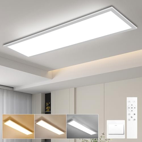 Oraymin Pannello LED 100x25CM, Plafoniera LED Soffitto Dimmerabile Con Telecomando, 30W 3800LM, Lampada Da Soffitto Con Funzione Memoria, 3000K-6500K, Plafoniera Rettangolare Per Cucina