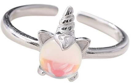 CIYODO Einhornring 1 Stück Silber mit Glas für Kinder und Mädchen