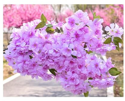 LIZHAYG Kunstblumen Künstliche Kirschblüte, rosa, weißer Kirschbaum, Seidenblume, Frühlingskirsche, DIY Bonsai-Bogen, Hochzeits-Requisiten, Heimdekoration (Color : Purple)