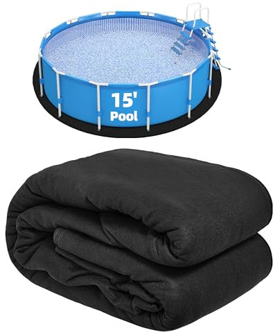 Poolergetic Tappetino per piscina da 4,5 m per piscine fuori terra, protegge il rivestimento da rocce, radici, vetro e altri oggetti appuntiti prolunga la durata del rivestimento (nero)
