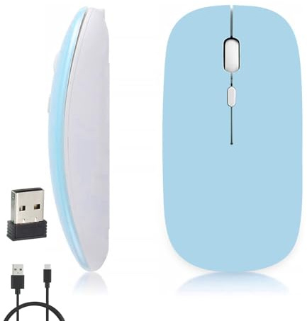 iSTYLE Rechargeable Wireless Mouse, Bluetooth or 2.4 GHz with USB Mini Receiver, Multi-Device, 1600 Dpi Optical Tracking, Silent Mice for Mac, PC, Macbook, iPad, Laptop, Tablet, Android, iOS, Windows