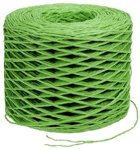 PATIKIL 656 Pies Cinta de Rafia, Rafia Hilo Papel Cuerda Cordel para Bolsos de Ganchillo Artesanía Regalos de Festival Ramos Envoltura, Verde