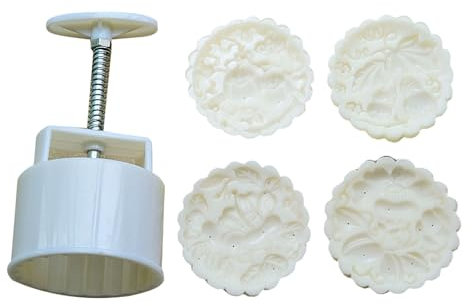 Molde de pastel de luna con patrón de flores, molde para tartas de luna, sello de galletas, prensa a mano, cortador de postres