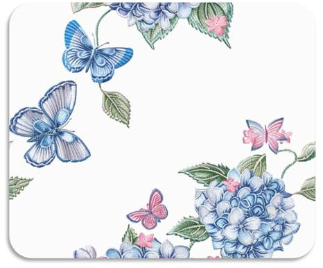 Abtropfmatte, Motiv: Hortensien, Kugel, Blume, Schmetterling, saugfähig, Kieselgur, spülmaschinenfest, waschbar, Geschirrabtropfmatte, Haushaltsutensilien, 60 x 50 cm