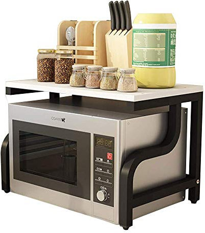 Générique Support de Micro-Ondes en Acier au Carbone à Double Couche pour Four à Micro-Ondes, Support de Four, cloison de Cuisine, comptoir, Support de Rangement d'assaisonnement, boîte de r