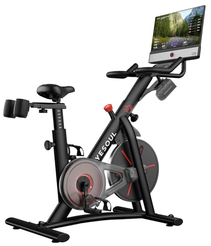 YESOUL BIKE G1M MAX Cyclette da Casa Ergometro, resistenza magnetica, display FHD da 21,5”, bici fitness indoor silenziosa, rotazione 360°, colore nero, portata massima 120 kg