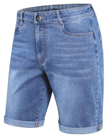 ZOXOZ Pantaloncini Jeans Uomo Classici Estivi Casual Vita Elasticizzata Stile Cinque Tasche Denim Comodo Moda Blu Chiaro XL