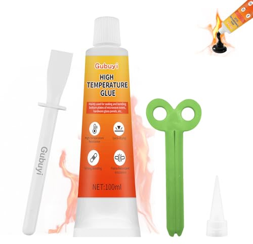 100ml Hochtemperaturkleber, Backofen Hitzebeständiger Kleber, Kleber Hitzebeständig, Schwarz Silikon Hitzebeständig, zur Reparatur von Kaminofen，Backöfen, Ofenfensterverglasung Ceranfeld