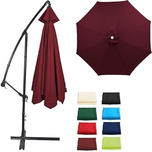 JNTFNE Toile de Rechange pour Parasol 6 Baleines, 8 Baleines, 2 m, 2,7 m, 3 m, Toile de Rechange pour Parasol de terrasse Portable Anti-UV (Bordeaux, 250 cm, 6 Baleines)