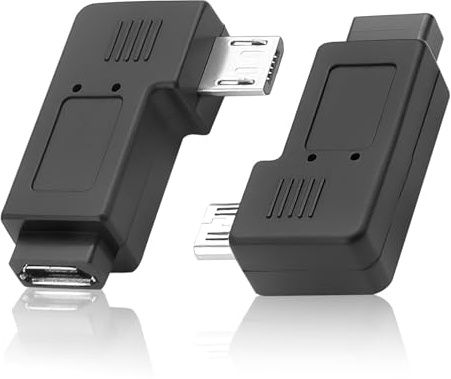 CJMUQHEHH 2 Stück 90 Grad Nach Links und Rechts Abgewinkelte Mcro USB2.0 Stecker für Datenübertragung und Laden Praktischer USB a Winkelstecker 90 Grad Adapter für Gerätekompatibilität