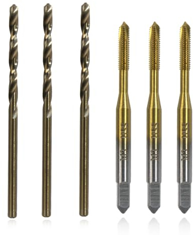 3-Pack Metric Tap & Drill Bit Set - M3×0.5 Ti-Coated HSS 6542 Spiral Point Taps + 2.5mm M35 Cobalt Bits for Metalworking, Automotive, Electronics & DIY Projects
