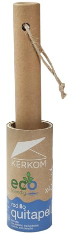 KERKOM Rodillo Quitapelusas Eco Friendly 40 Hojas – para Polvo Pelusas y pelos de Mascotas – Práctico para Ropa tapicerías y Textiles del hogar
