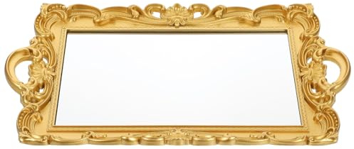 Gadpiparty Plateau Miroir Décoratif Raffiné Plateau de Rangement Exquis pour Bijoux et Cosmétiques Accessoire Rétro pour Intérieur