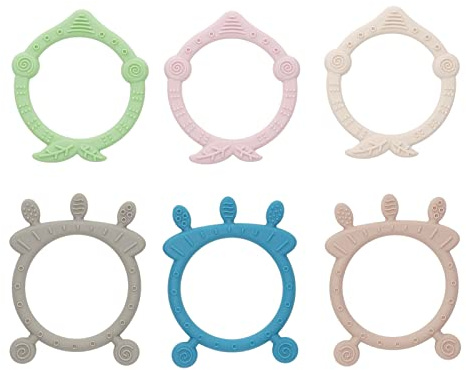 ZLXCAOB 6 Piezas de Juguetes para la dentición del bebé, Diferentes Formas Coloridas, alivian la hinchazón de Las encías, mordedor de Silicona