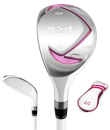 Left Handed #1 Golf Driver/#5 Hybrid Iron Club with Carbon Shaft for Kids Boys Girls Golf Fairway Wood Pole with Headcover (age 9-12,hybrid-pink)