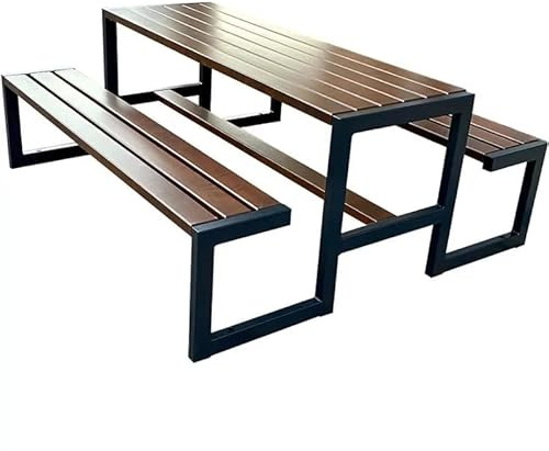 Rattanland | Gartenmöbel Set Picknickbank Modern aus hochwertigstem Holz für den Garten, Zuhause (Nuss)