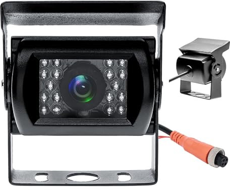 CAMECHO Rückfahrkamera, AHD Rückfahrkamera Ohne Führungslinie wasserdichte IR Nachtsicht Weitwinkel Rückfahrkamera mit 4 Pin Aviation Anschluss für Bus/RV Camper/Truck/Trailer/Van(AHD+CVBS)