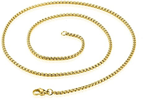 Epinki Ketten Herren Schmuck 55 cm, Erbskette Edelstahl Gold Metallkette Lang Breit 4MM Freundschaftsketten Jungen für Männer