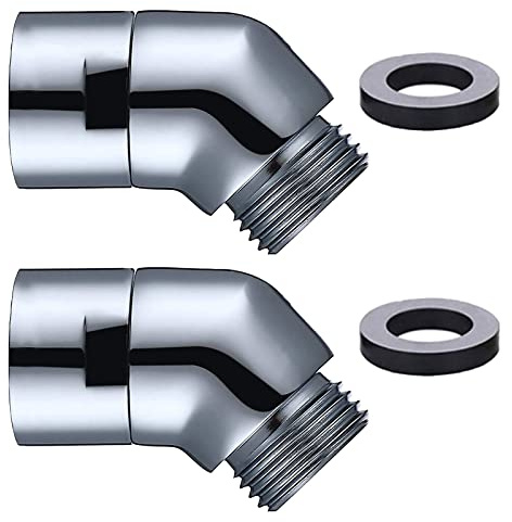 2 Stück Adapter für Handbrause, Winkelstück Adapter 45° Neigung G1/2 Innengewinde mit Gummiauflage für Badezimmer Küche Duschkopf