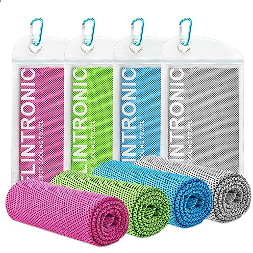 flintronic Asciugamano rinfrescante, 4 pezzi Cool Towel per sport e fitness, asciugamano in microfibra, asciugamano sportivo, asciugamano fresco per fitness sport viaggi (40x12)