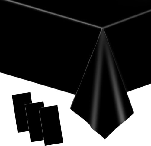 3 Stück Tischdecke Schwarz Einweg,137*274cm Papiertischdecke Schwarz Tischtuch Tischdecke Schwarz Papier,Wasserdichte Tischdecke Schwarz Tischdecken für Party,Picknick,Geburtstags,Hochzeit,Weihnachten