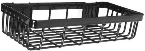 Amosfun Plastic Storage Rack, Wall Mount Basket with Self-Ahdesive Hooks, Storage Shelf for Shower Bottles, Kitchen Condiment Rack, No Drill (27x12x6 cm)
