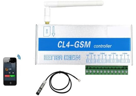 Apriporta automatico, apricancello automatico, Interruttore GSM Controller SMS 4 relè Porta da garage CL4-GSM con sensore di temperatura Avviso di interruzione di corrente for dispositivi elettrici do