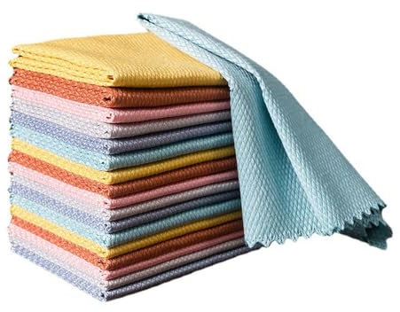 MEKPAM Chiffon De Nettoyage en Écailles De Poisson,20 Pcs,Miroir De Cuisine Paresseux,Chiffon en Verre À Récurer,Torchon Épais en Écailles De Poisson