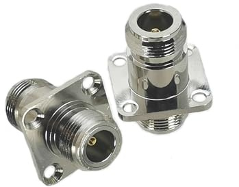 2 Stück Adapter N-Buchse auf N-Buchse 4-Loch-Flansch HF-Anschluss Koaxialmessing
