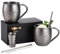 SKY FISH Moscow Mule Mugs, 3D Embossed Cocktail Glasses Set of 2, 500ml Stainless Steel Wine Cups, Drinking Gifts for Him, Handwash (Brushed Gray)