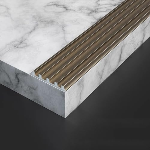 WJYWX Nosing - Lot de 3 bandes de nez d'escalier en aluminium antidérapant de 0,9 m - Pour béton, carrelage, marche en bois (Champagne mat, 50 mm x 0,9 m)