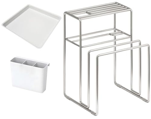 Baking Tray Shelf Stand Kitchen - Stainless Steel Chopping Board Holder, Multifunctional Storage Rack | Kitchen Cabinet Dorm Worktop Storage, Home Tin Pans Folder, Cooking Plates Egg