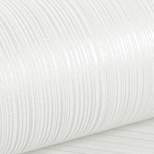 Mix Plain Stripe Textured Thick Wallpaper 3D Embossed Modern Minimalist Wallpaper Roll Striped Flocking Wallcoverings Vertical Stripes Wallpapers for Bedroom Living Room Lounge Hall Slightly White