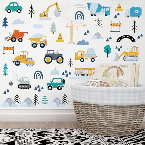 Car Wall Stickers 12 Sheets/180 Pcs Bohemian Style Wall Decals for Bedroom Living Room Home Office Decor Art Sticker Peel and Stick Cartoon Vehicle PVC Murals Sticker Vinyl Kitchen Walles Decal
