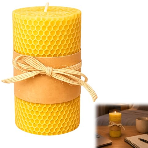 ikBrtaiay 1 pieza extra grande de cera de abeja pura y 5 x 10 cm – Velas de cera de abejas de cera de abejas, combustión limpia, sin humo, para los amantes de las velas