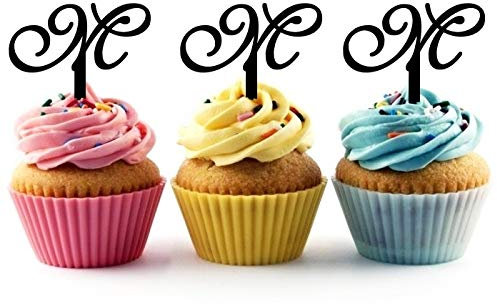 Innovedesire M Letter Alphabet Kuchenaufsätze Hochzeit Geburtsta Acryl Dekor Cupcake Kuchen Topper Stand für Kuchen Party Dekoration 10 Stück