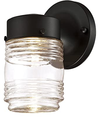 Design House 587246 Jelly Jar Indoor/Outdoor Integrated LED Wall Light, Black