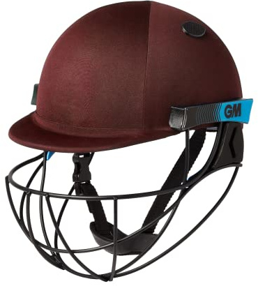 GM | Cricket Helmet | Neon GEO | BSI Approved Batting Fielding Head Protection - Adult & Junior Size Ball | Ultra-Strong Geodesic Grille | Maroon | Small 520-550 mm | Gunn & Moore